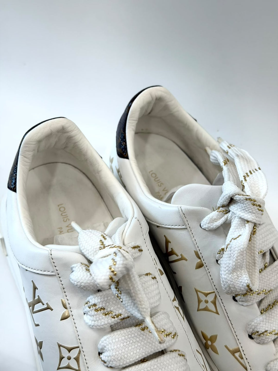 LOUIS VUITTON MONOGRAM TIME OUT CALFSKIN LEATHER SNEAKERS