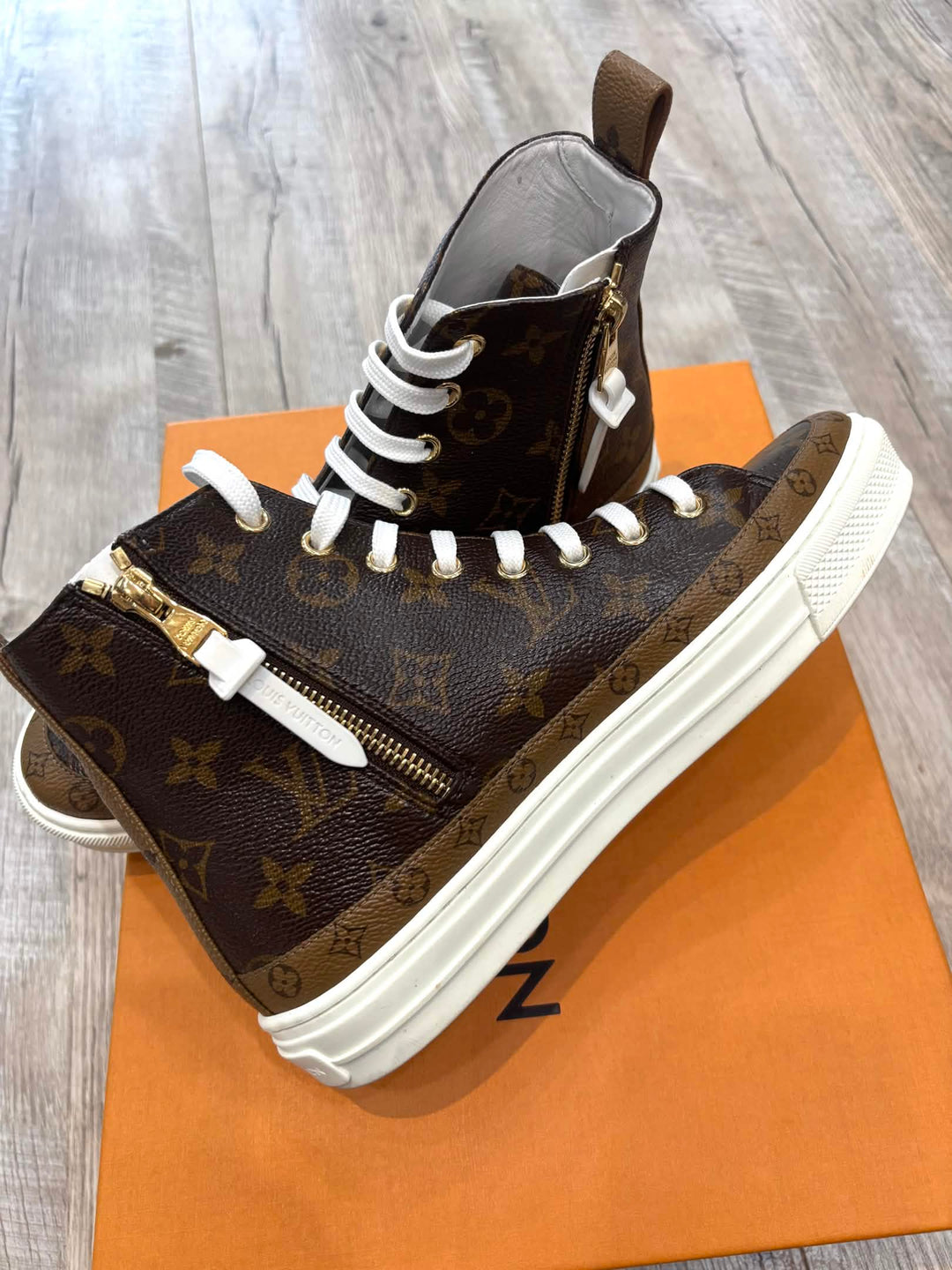 LOUIS VUITTON STELLAR MONOGRAM HIGH-TOP SPORT SNEAKERS