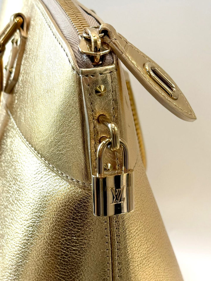 LOUIS VUITTON SUHALI METALLIC CALFSKIN LEATHER LOCKIT MM HANDBAG