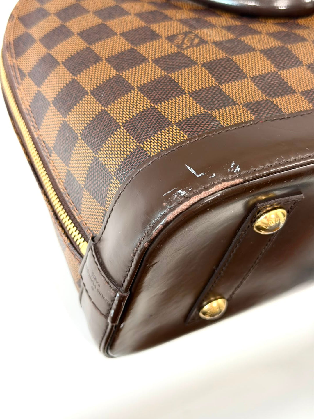LOUIS VUITTON DAMIER EBENE ALMA PM HANDBAG