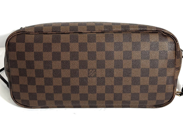 LOUIS VUITTON DAMIER EBENE NEVERFULL MM TOTE BAG CERISE RED