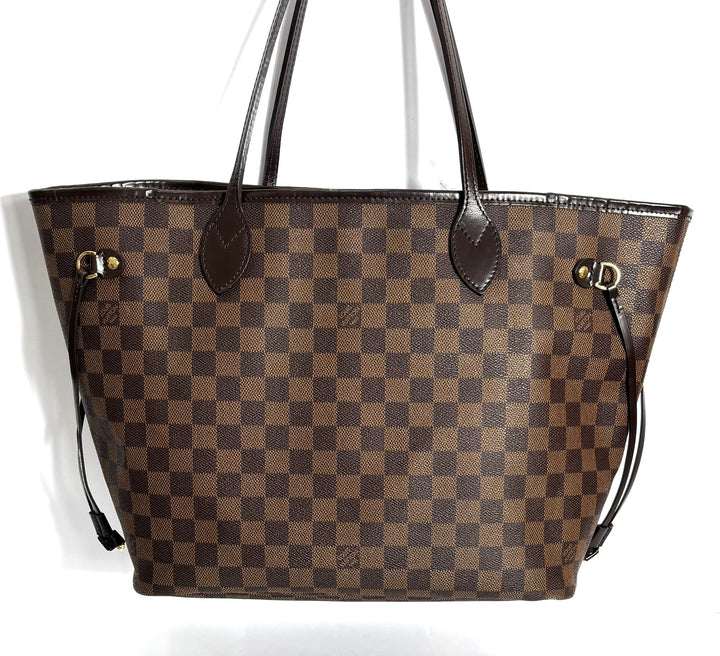 LOUIS VUITTON DAMIER EBENE NEVERFULL MM TOTE BAG CERISE RED