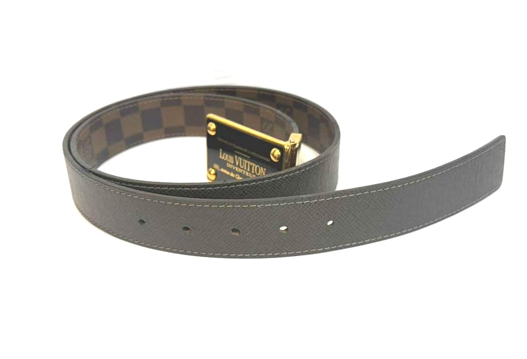 LOUIS VUITTON DAMIER EBENE INVENTEUR BUCKLE REVERSIBLE BELT