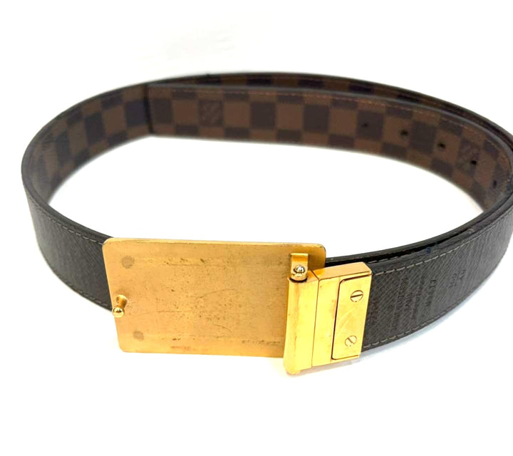 LOUIS VUITTON DAMIER EBENE INVENTEUR BUCKLE REVERSIBLE BELT