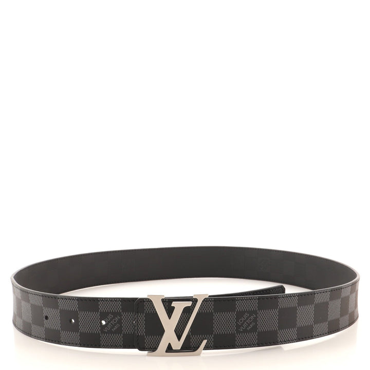 LOUIS VUITTON DAMIER GRAPHITE REVERSIBLE  BLACK LEATHER BELT