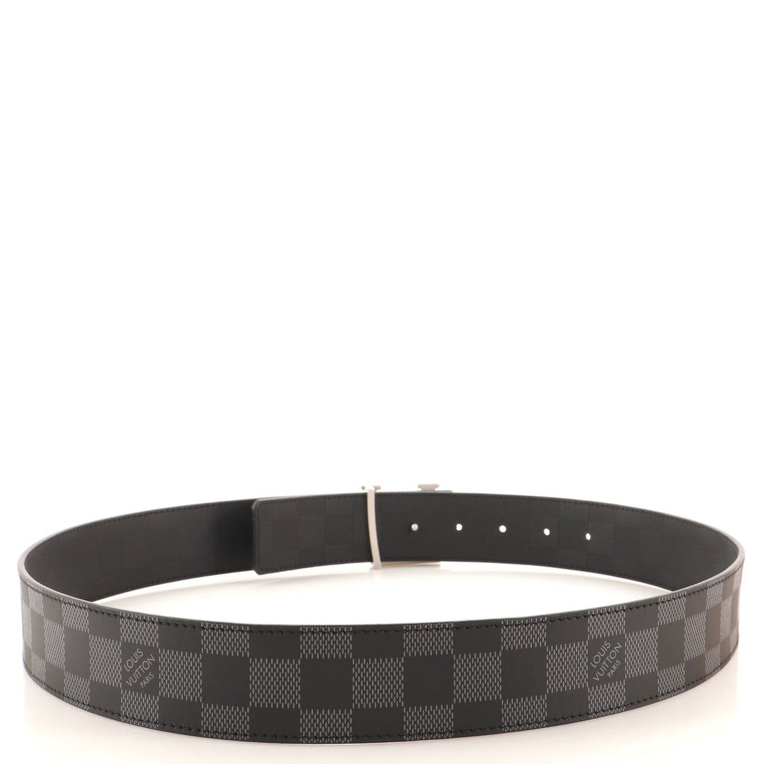 LOUIS VUITTON DAMIER GRAPHITE REVERSIBLE  BLACK LEATHER BELT