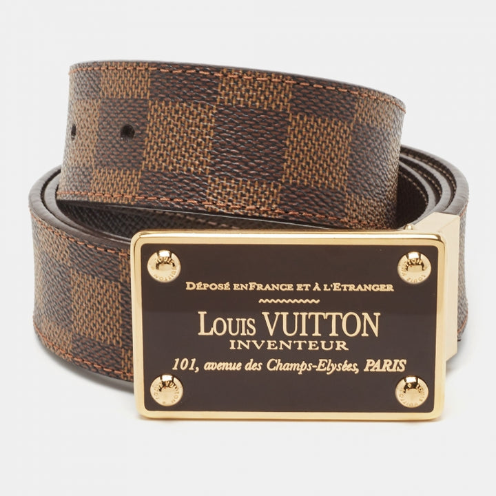LOUIS VUITTON DAMIER EBENE INVENTEUR BUCKLE REVERSIBLE BELT