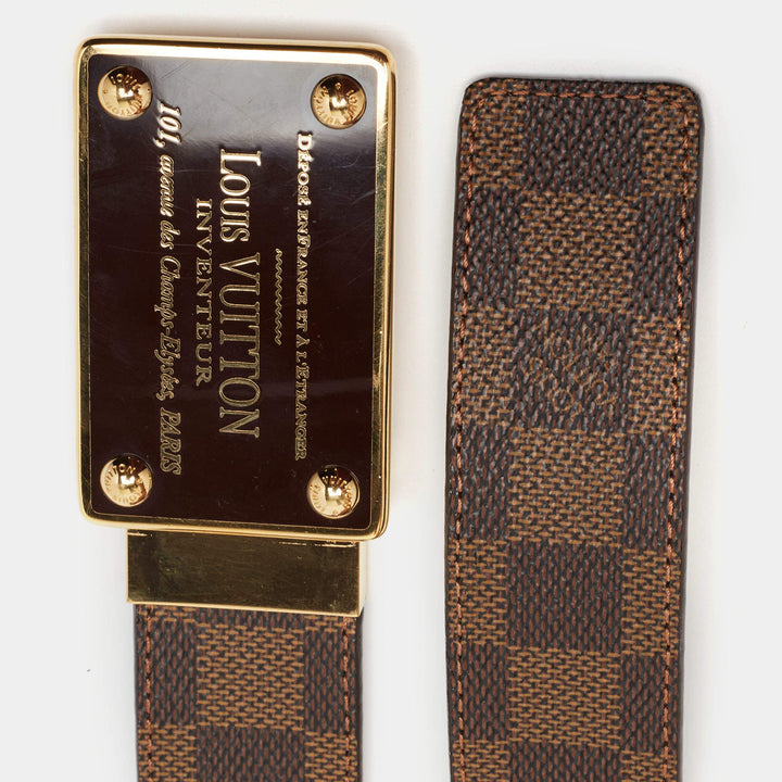 LOUIS VUITTON DAMIER EBENE INVENTEUR BUCKLE REVERSIBLE BELT
