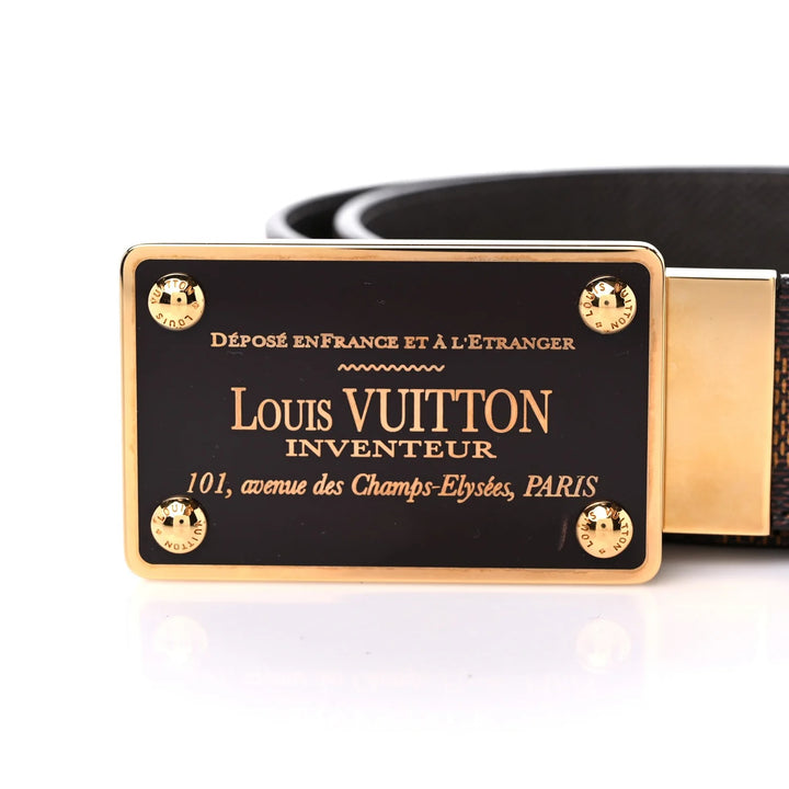 LOUIS VUITTON DAMIER EBENE INVENTEUR BUCKLE REVERSIBLE BELT