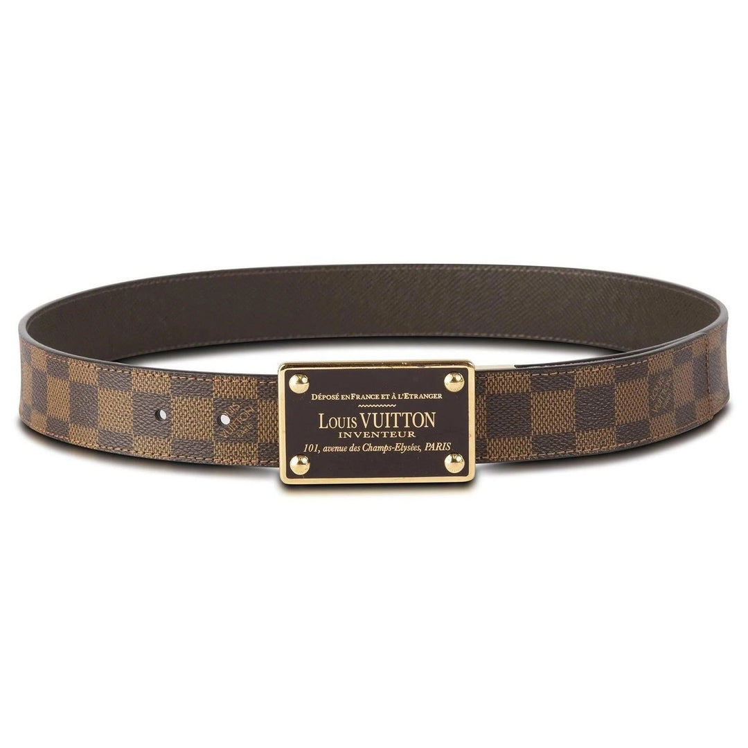LOUIS VUITTON DAMIER EBENE INVENTEUR BUCKLE REVERSIBLE BELT