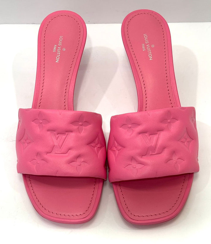 LV LAMBSKIN MONOGRAM EMBOSSED LEATHER REVIVAL MULES