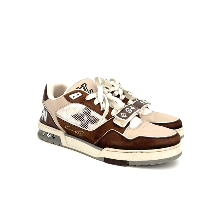 LOUIS VUITTON LV TRAINER MONOGRAM CALFSKIN LEATHER SNEAKERS