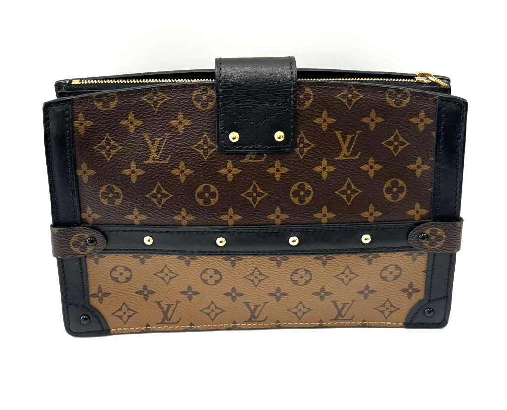 LV REVERSE MONOGRAM CANVAS PETITE MALLE CLUTCH &amp; SHOULDER BAG