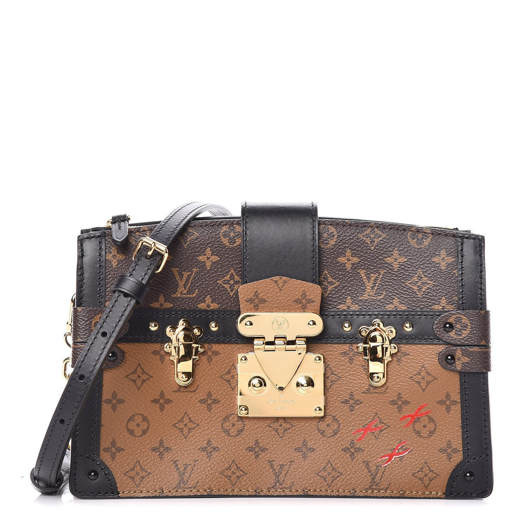 LV REVERSE MONOGRAM CANVAS PETITE MALLE CLUTCH &amp; SHOULDER BAG