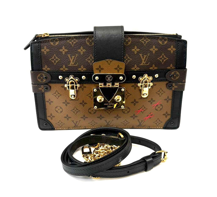 LV REVERSE MONOGRAM CANVAS PETITE MALLE CLUTCH &amp; SHOULDER BAG