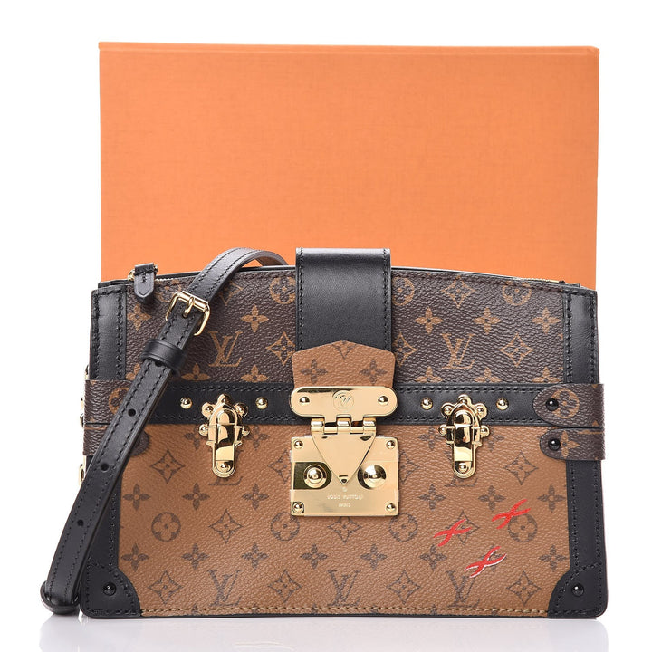 LV REVERSE MONOGRAM CANVAS PETITE MALLE CLUTCH &amp; SHOULDER BAG