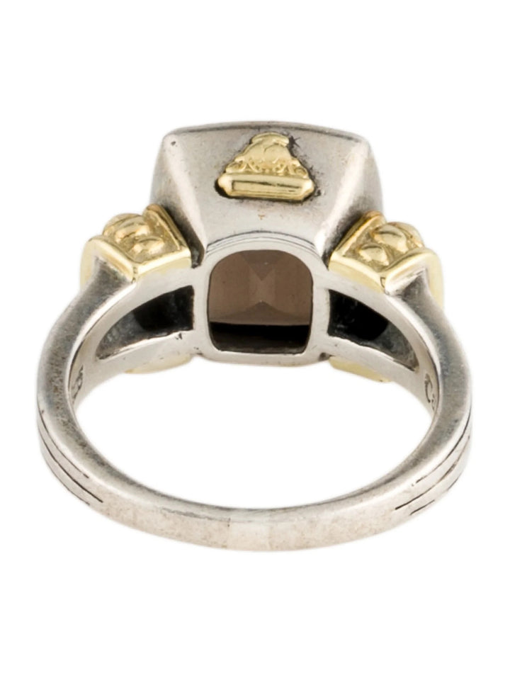 LAGOS VINTAGE STERLING SILVER 18K GOLD CAVIAR SMOKY QUARTZ RING