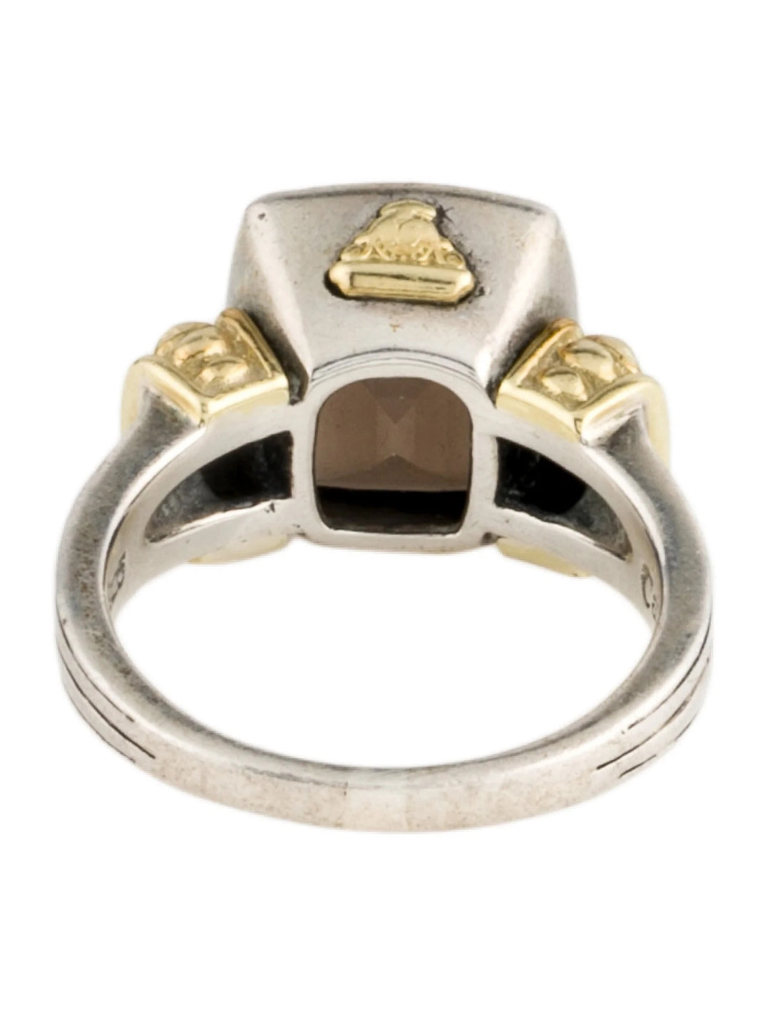 LAGOS VINTAGE STERLING SILVER 18K GOLD CAVIAR SMOKY QUARTZ RING