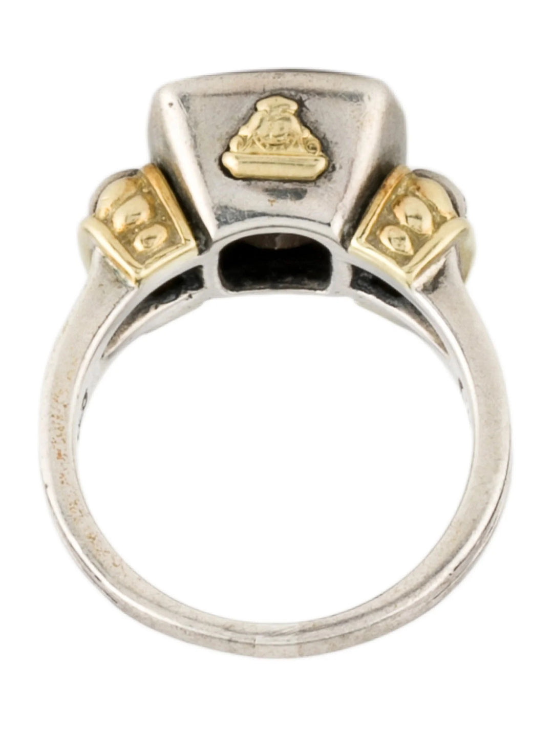 LAGOS VINTAGE STERLING SILVER 18K GOLD CAVIAR SMOKY QUARTZ RING