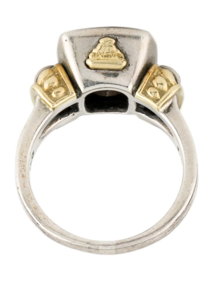 LAGOS VINTAGE STERLING SILVER 18K GOLD CAVIAR SMOKY QUARTZ RING