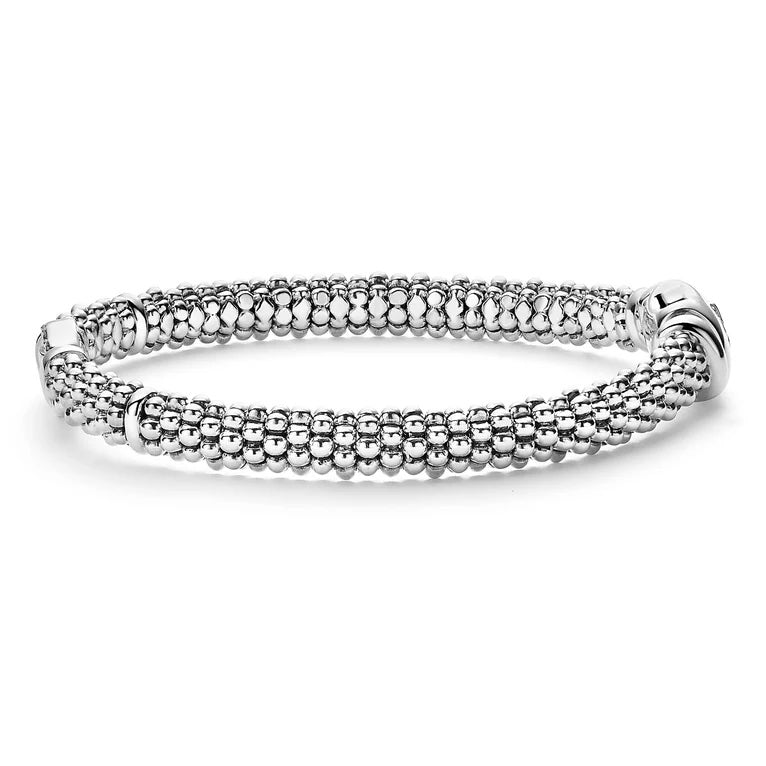 LAGOS STERLING SILVER ENSO DIAMOND CIRCLE CAVIAR BRACELET