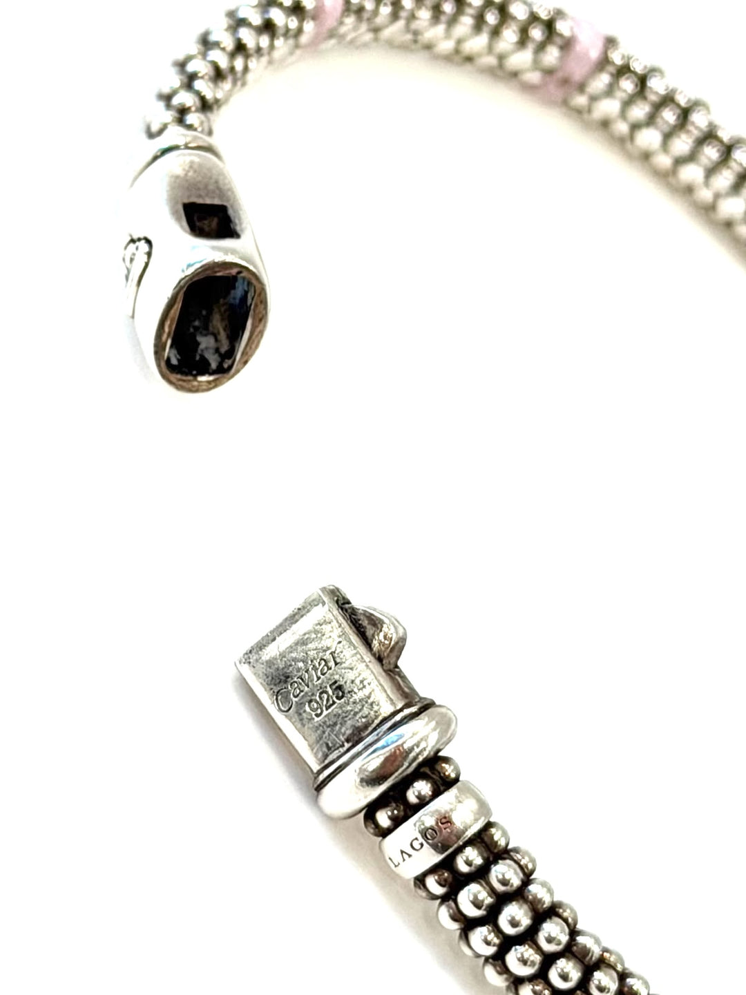 LAGOS STERLING SILVER PINK CERAMIC STATION CAVIAR BRACELET