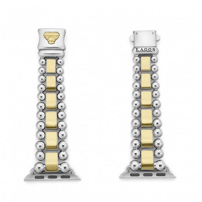 LAGOS SMART CAVIAR STAINLESS STEEL 18K GOLD TWO TONE APPLE WATCH BRACELET