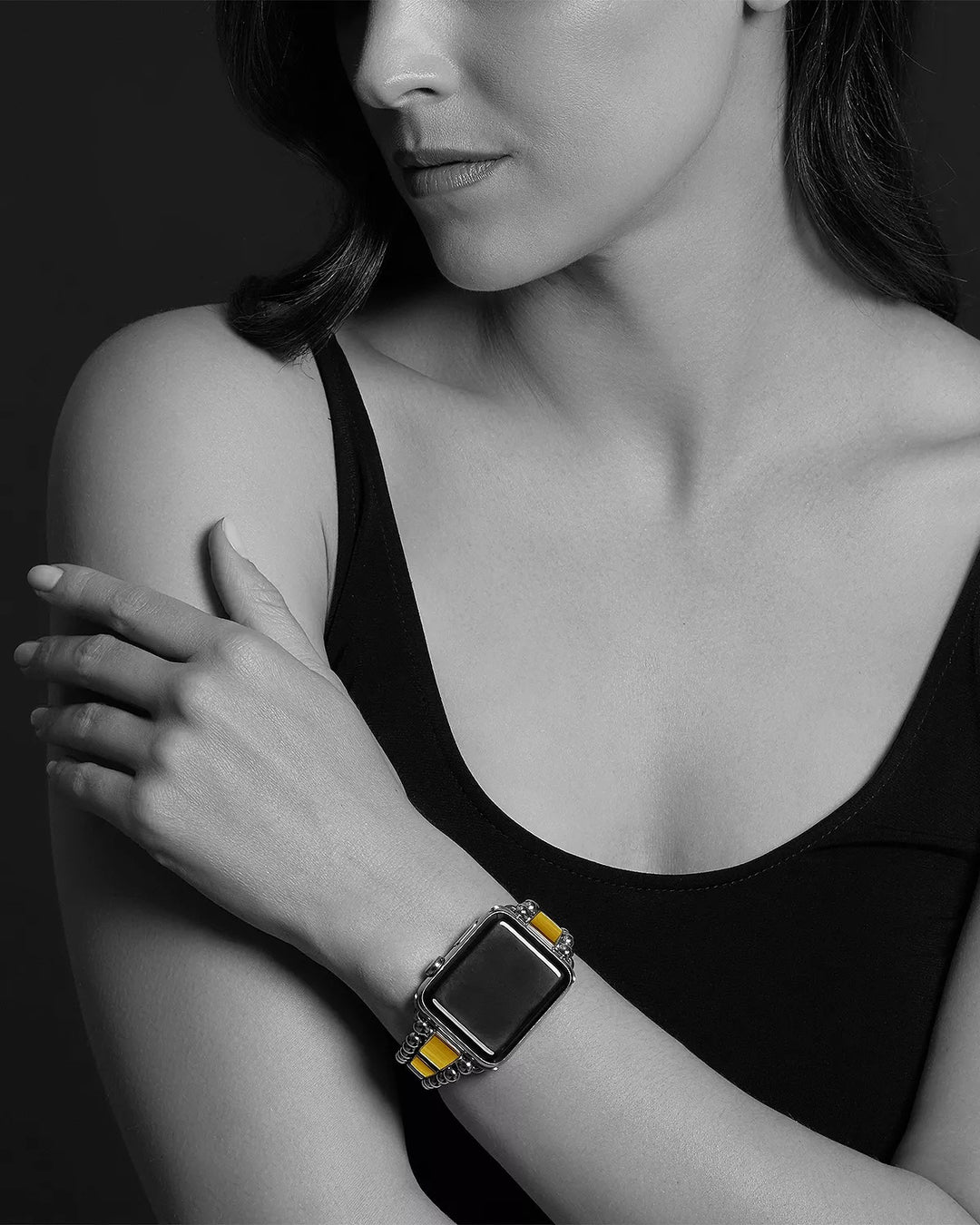 LAGOS SMART CAVIAR STAINLESS STEEL 18K GOLD TWO TONE APPLE WATCH BRACELET