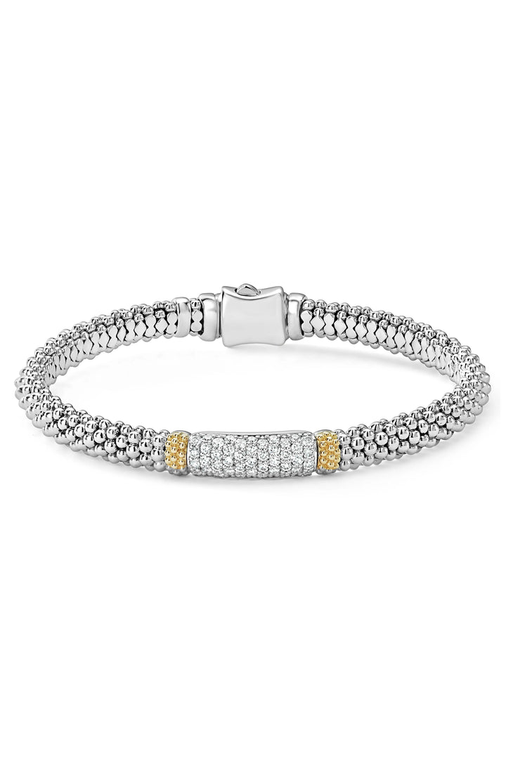 LAGOS STERLING SILVER 18K GOLD PAVÉ DIAMOND CAVIAR LUX BRACELET
