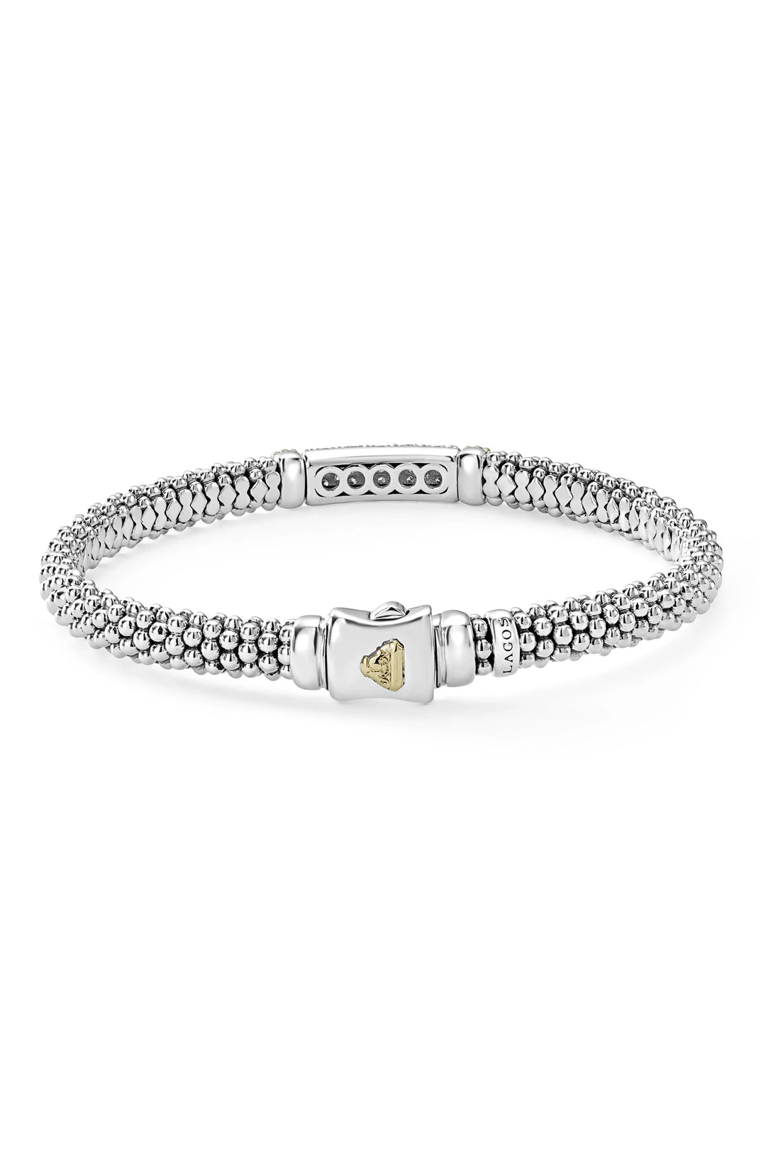 LAGOS STERLING SILVER 18K GOLD PAVÉ DIAMOND CAVIAR LUX BRACELET
