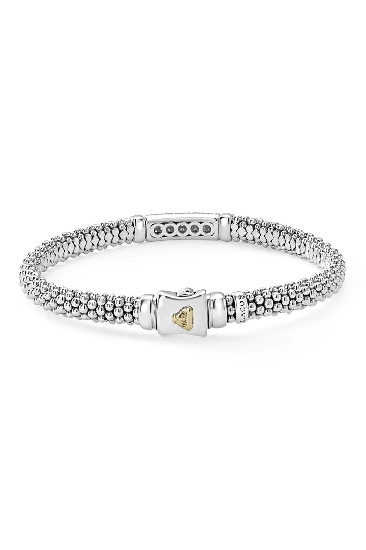 LAGOS STERLING SILVER 18K GOLD PAVÉ DIAMOND CAVIAR LUX BRACELET