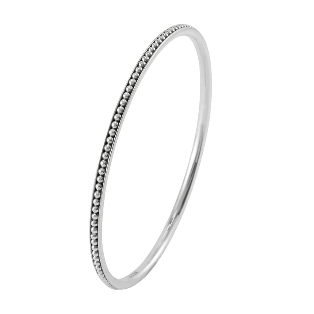 LAGOS STERLING SILVER CAVIAR BEADED BANGLE BRACELET