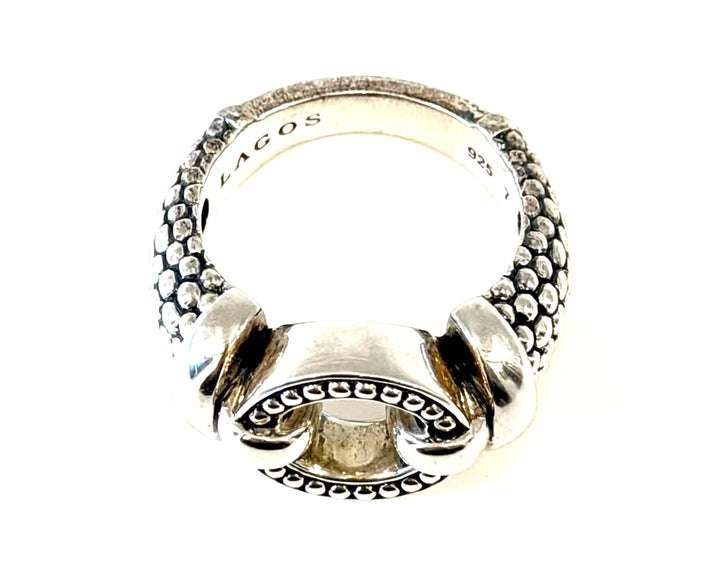 LAGOS STERLING SILVER CIRCLE CAVIAR RING