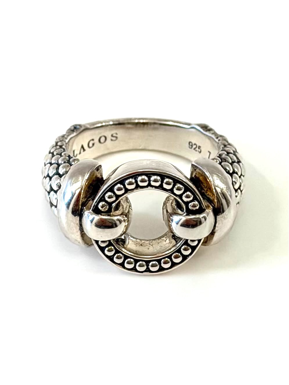 LAGOS STERLING SILVER CIRCLE CAVIAR RING