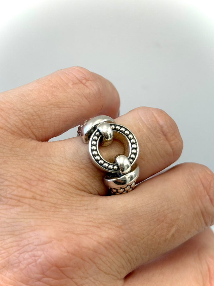 LAGOS STERLING SILVER CIRCLE CAVIAR RING