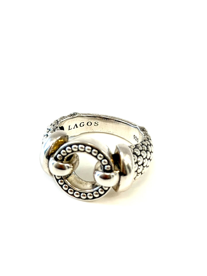 LAGOS STERLING SILVER CIRCLE CAVIAR RING