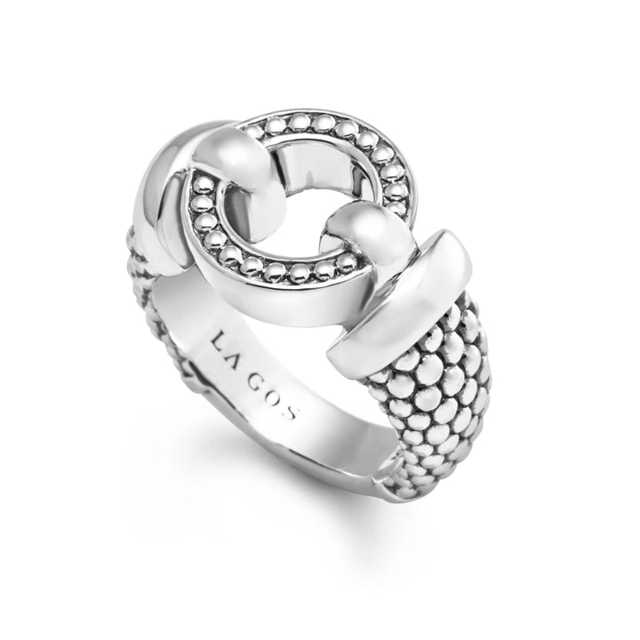 LAGOS STERLING SILVER CIRCLE CAVIAR RING