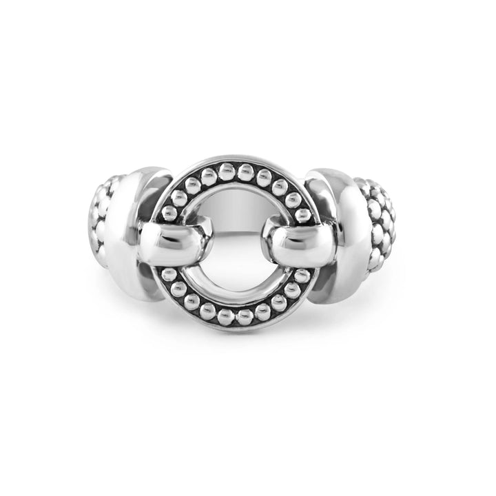 LAGOS STERLING SILVER CIRCLE CAVIAR RING