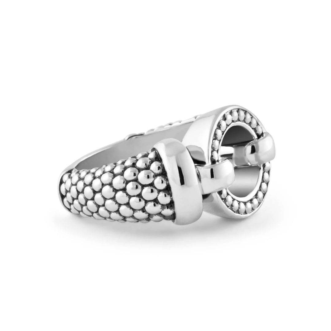 LAGOS STERLING SILVER CIRCLE CAVIAR RING