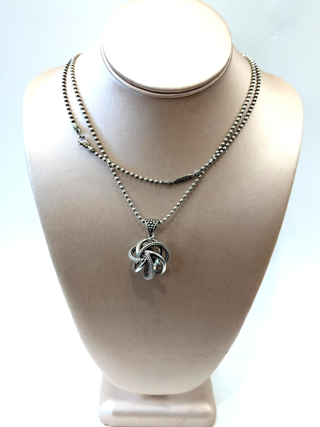 LAGOS STERLING SILVER LARGE LOVE KNOT PENDANT NECKLACE