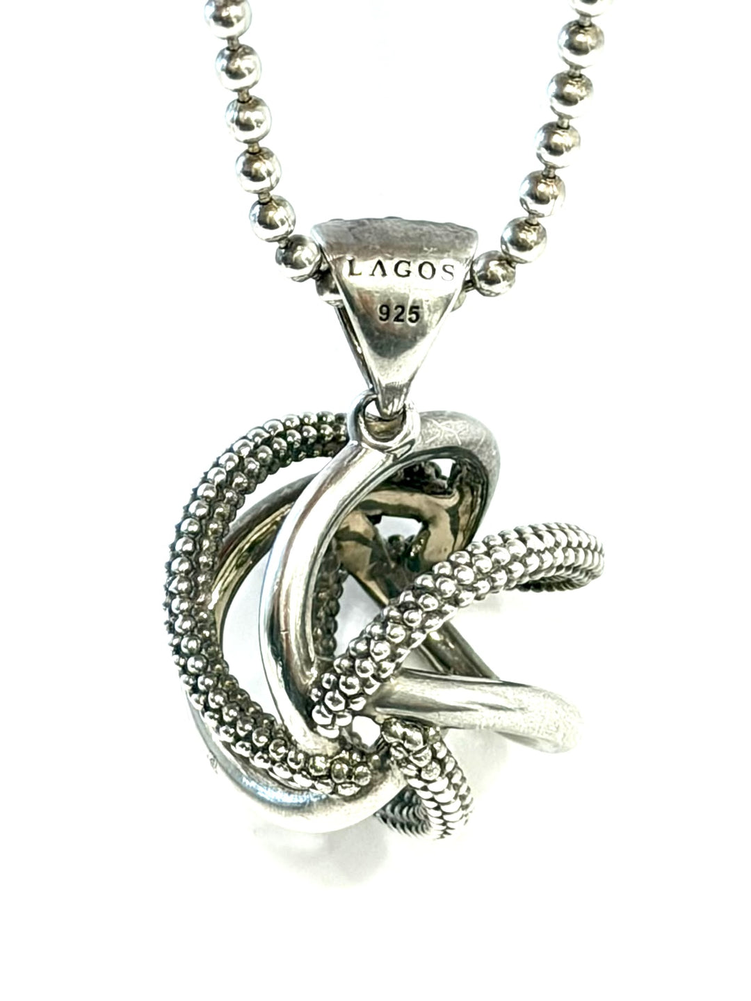 LAGOS STERLING SILVER LARGE LOVE KNOT PENDANT NECKLACE