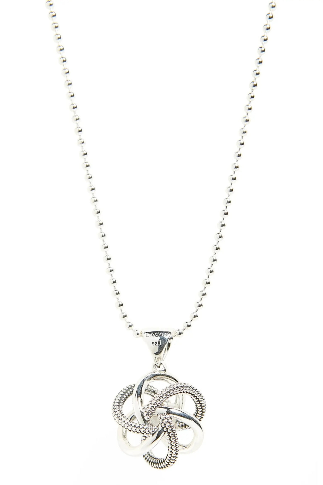 LAGOS STERLING SILVER LARGE LOVE KNOT PENDANT NECKLACE