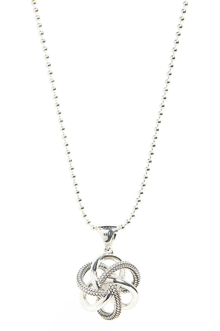 LAGOS STERLING SILVER LARGE LOVE KNOT PENDANT NECKLACE