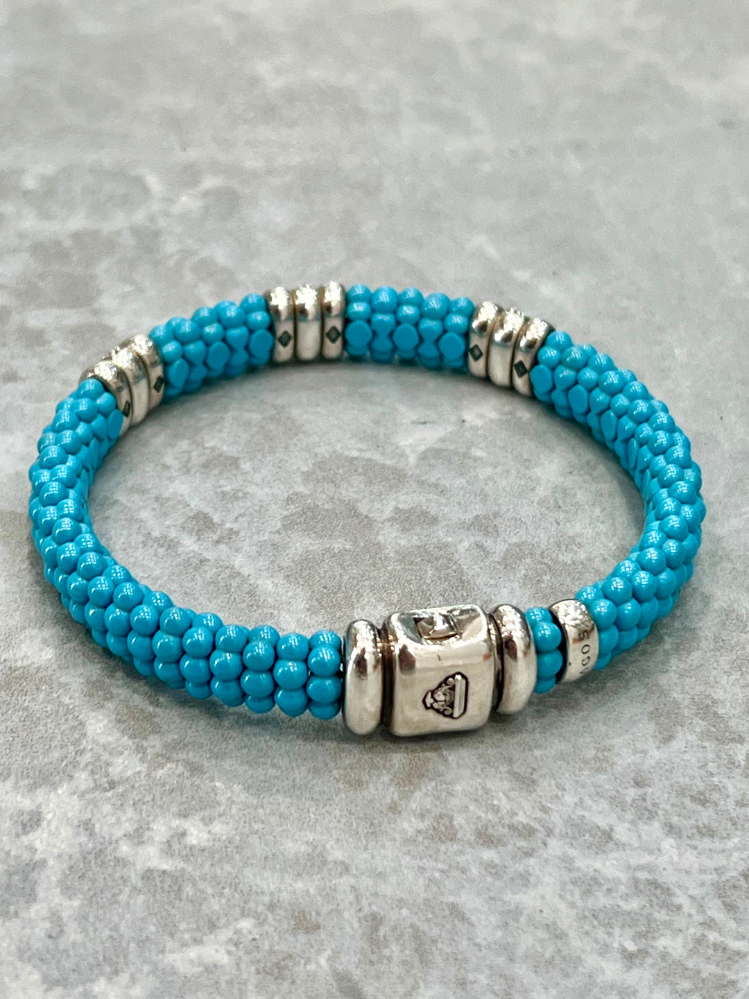 LAGOS THREE STATION STERLING SILVER CERAMIC DIAMOND BRACELET