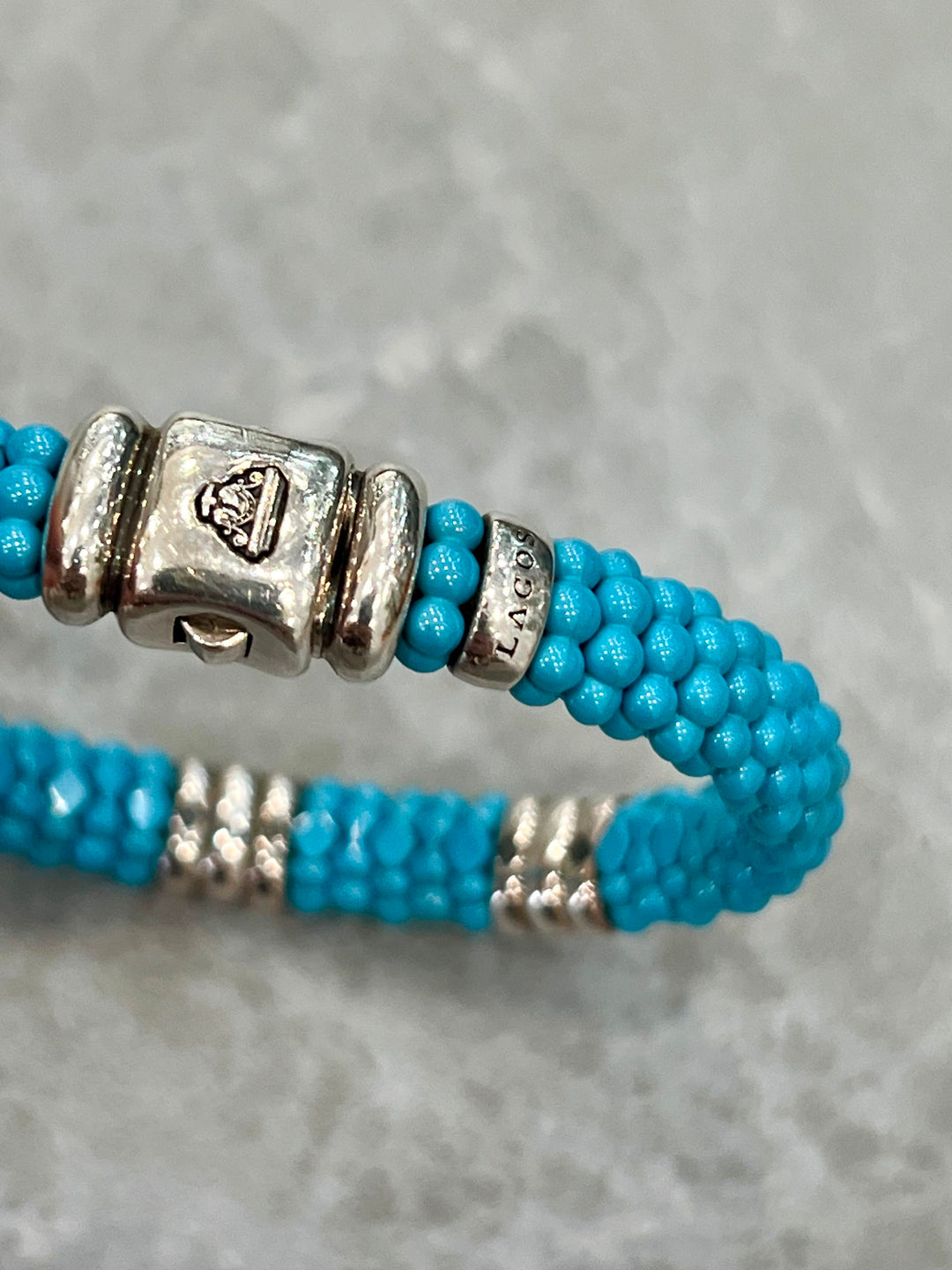 LAGOS THREE STATION STERLING SILVER CERAMIC DIAMOND BRACELET