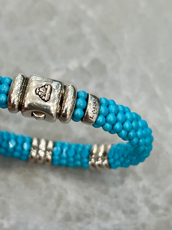 LAGOS THREE STATION STERLING SILVER CERAMIC DIAMOND BRACELET