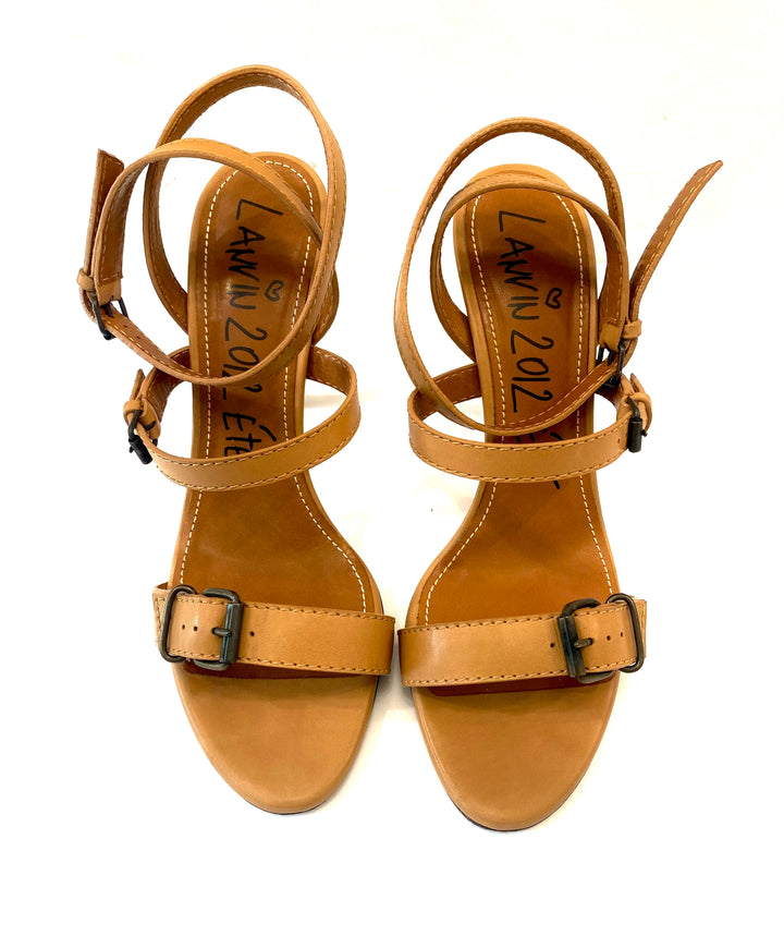 LANVIN 2012 MULTI STRAP LEATHER SANDALS