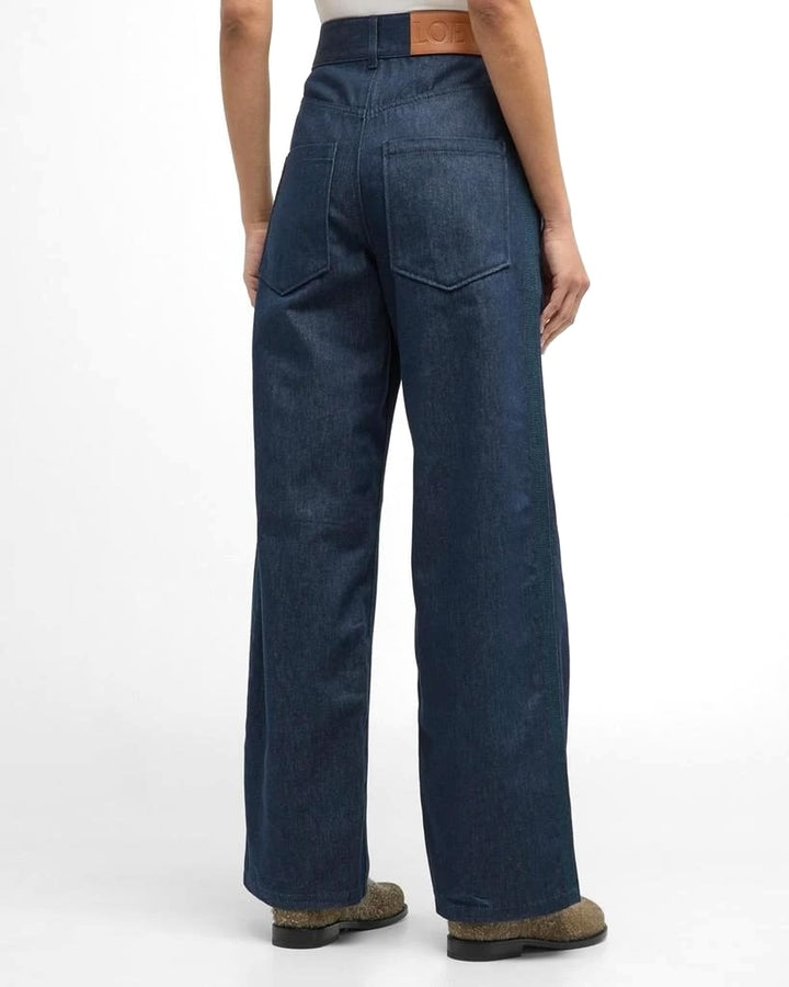 LOEWE ANAGRAM BAGGY APPLIQUÉD HIGH-RISE STRAIGHT LEG JEANS