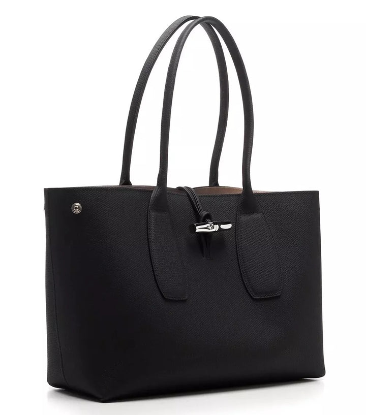 LONGCHAMP ROSEAU GRAINED CALFSKIN LEATHER MEDIUM TOTE BAG