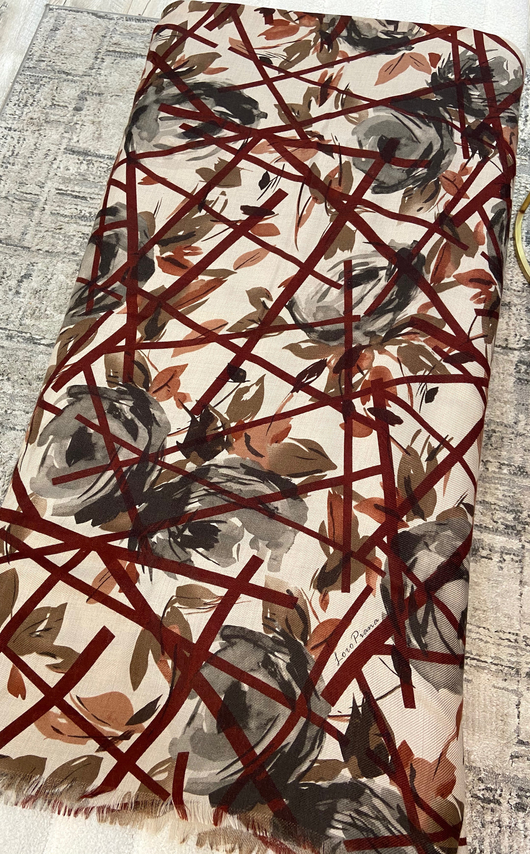 LORO PIANA PRINTED CASHMERE &amp; SILK SCARF